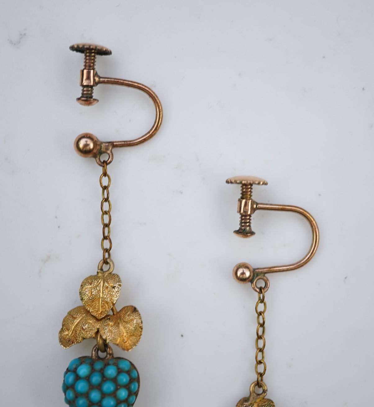A pair of turquoise locket earrings, mid 19th century and later